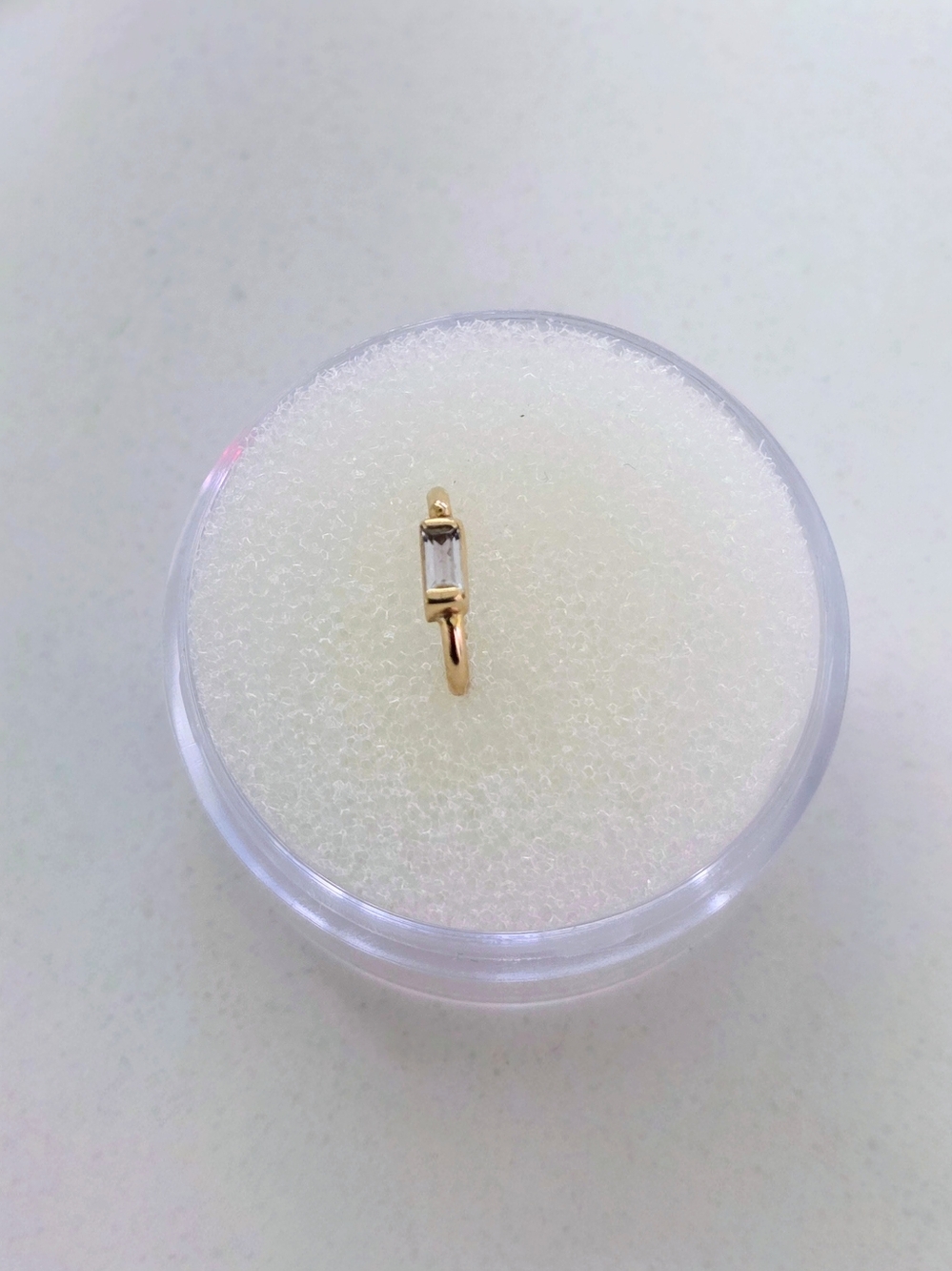 Norvoch 14k Yellow Gold 1/4" Seam Ring With Fixed CZ Baguette Gem Forward Facing